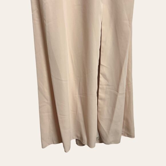 After Six 6849 Cameo Blush Pink Crepe One Shoulder Draped Cowl Neck Gown 4 New - Picture 4 of 8